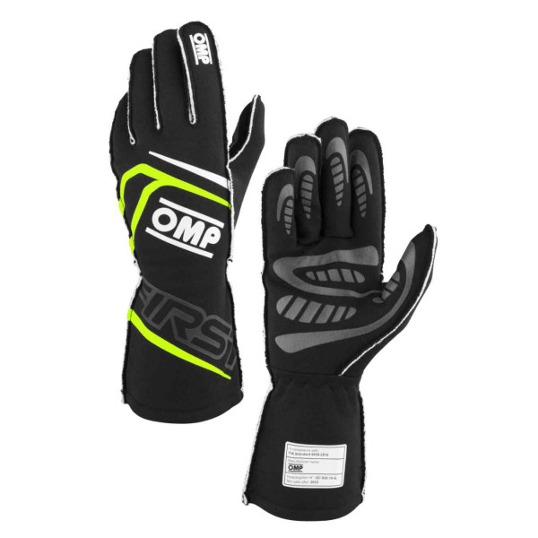 Gants OMP First FIA NOIR/JAUNE 8856 2018 2024