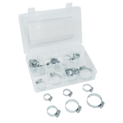 COLLIER DE SERRAGE METAL A CREMAILLERE 6 TAILLES DE 20 à 44mm (ASSORTIMENT) (COFFRET DE 26 PIECES)